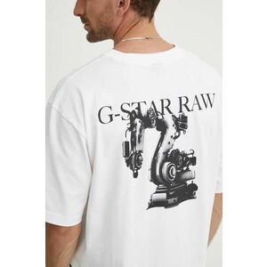 G-Star Raw tricou din bumbac barbati, culoarea alb, cu imprimeu, D24691-C784 imagine