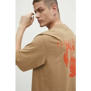 G-Star Raw tricou din bumbac barbati, culoarea bej, cu imprimeu, D24691-C784 imagine