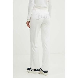 Juicy Couture pantaloni de trening din velur TINA TRACKPANTS culoarea alb, cu imprimeu, JCAPW045 imagine