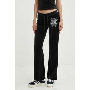 Juicy Couture pantaloni de trening din velur RENAISSANCE CAISA LOW RISE PANT culoarea negru, cu imprimeu, JCGBJ224002 imagine