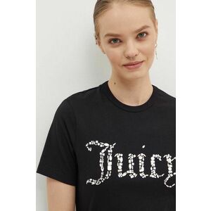 Juicy Couture tricou din bumbac DIAMANTE JEWEL GIRLFRIEND T-SHIRT- femei, culoarea negru, JCMCT224257 imagine