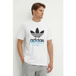 adidas Originals tricou din bumbac barbati, culoarea alb, cu imprimeu, IX6750 imagine
