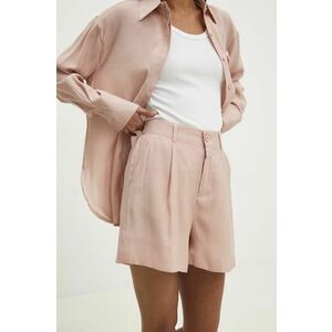 Answear Lab pantaloni scurti femei, culoarea roz, neted, high waist imagine