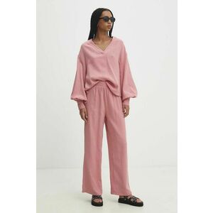 Answear Lab bluză și pantaloni din bumbac culoarea roz imagine
