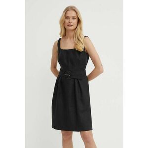 Luisa Spagnoli rochie din in PIANI culoarea negru, mini, evazati, 540750 imagine