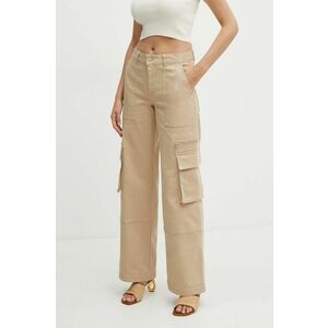 MAX&Co. pantaloni femei, culoarea bej, drept, high waist, 2426136021200 imagine