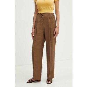MAX&Co. pantaloni femei, culoarea maro, lat, high waist, 2426136061200 imagine
