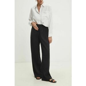 Answear Lab pantaloni femei, culoarea negru, lat, high waist imagine
