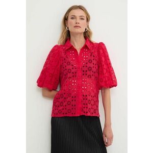 Answear Lab camasa din bumbac femei, culoarea rosu, cu guler clasic, regular imagine