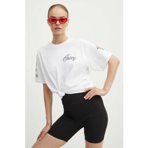 Juicy Couture tricou din bumbac ROSE UNISEX T-SHIRT femei, culoarea alb, JCBCT224804 imagine