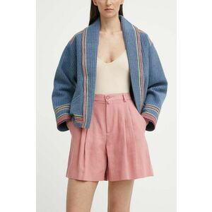 Drykorn pantaloni scurti din in COURT culoarea roz, neted, high waist, 126065 80715 imagine
