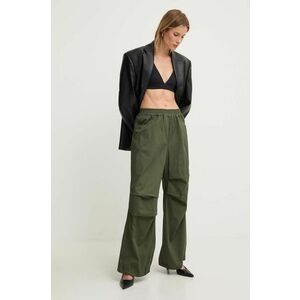 Answear Lab pantaloni femei, culoarea verde, drept, high waist imagine