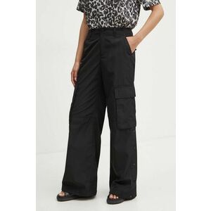 MICHAEL Michael Kors pantaloni femei, culoarea negru, fason cargo, high waist, MT430O77LD imagine
