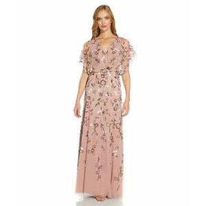 Imbracaminte Femei Adrianna Papell Beaded Flutter Sleeve Gown Candied Ginger imagine