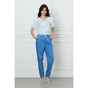 Pantaloni Melisa albastri cu dungi albe imagine
