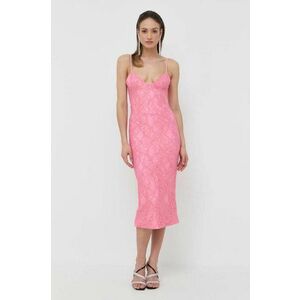 Bardot rochie culoarea roz, midi, drept imagine