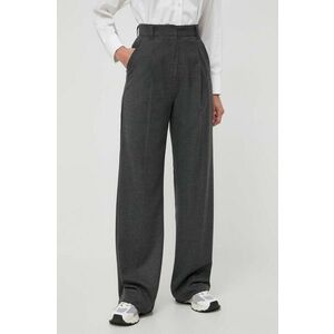 Marella pantaloni femei, culoarea gri, drept, high waist imagine