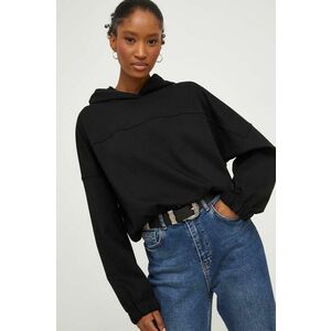 Answear Lab bluza femei, culoarea negru, cu glugă, neted imagine