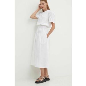Desigual rochie din bumbac OMAHA culoarea alb, maxi, evazati, 24SWVW67 imagine