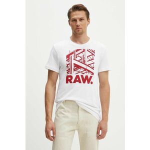 G-Star Raw Tricou din bumbac culoarea alb, cu imprimeu imagine
