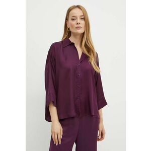 MAX&Co. camasa femei, culoarea violet, cu guler clasic, relaxed, 2426116071200 imagine