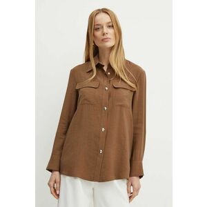 MAX&Co. camasa femei, culoarea maro, cu guler clasic, regular, 2426046051200 imagine