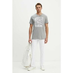 G-Star Raw tricou din bumbac barbati, culoarea gri, cu imprimeu, D24685-C506 imagine