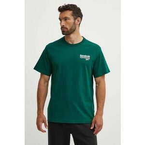 Reebok tricou din bumbac Brand Proud barbati, culoarea verde, cu imprimeu, 100076384 imagine