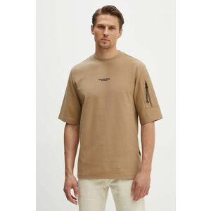 G-Star Raw tricou din bumbac barbati, culoarea bej, cu imprimeu, D24705-D617 imagine