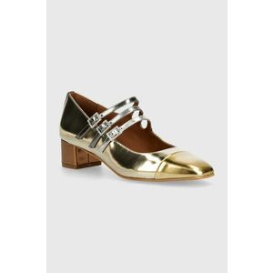 Kurt Geiger London pantofi de piele Pierra Mid Mary Jane culoarea auriu, cu toc drept, 2661666109 imagine