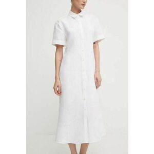 Theory rochie din in culoarea alb, midi, evazati, O0503614 imagine