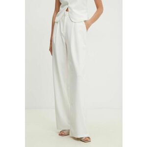 Answear Lab pantaloni de bumbac culoarea alb, drept, high waist imagine
