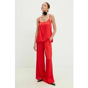 Answear Lab pantaloni femei, culoarea rosu, drept, high waist imagine