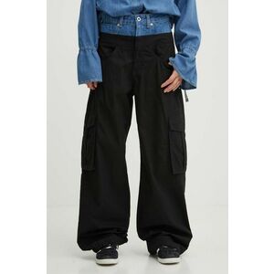 Karl Lagerfeld Jeans pantaloni de bumbac culoarea negru, high waist, 245J1004 imagine