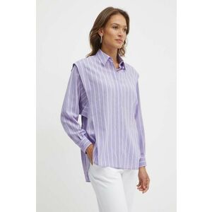 BOSS camasa femei, culoarea violet, cu guler clasic, relaxed, 50518408 imagine