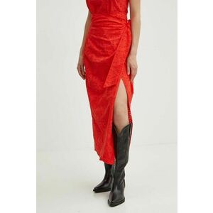 Never Fully Dressed fusta din bumbac Jaspre Skirt culoarea rosu, midi, evazati, NFDSK455 imagine