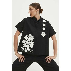 Answear Lab camasa femei, culoarea negru, cu guler clasic, relaxed imagine