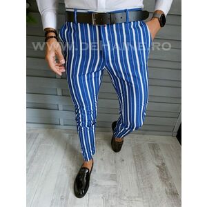 Pantaloni barbati eleganti albastri in dungi B1772 B6-3 9-1 E~ imagine