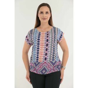 Bluza din vascoza cu print geometric multicolor si bordura la tiv imagine