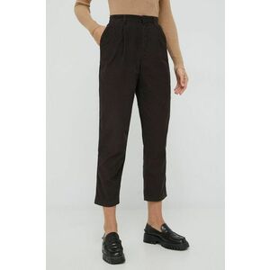 GAP pantaloni de catifea cord femei, culoarea negru, mulata, high waist imagine