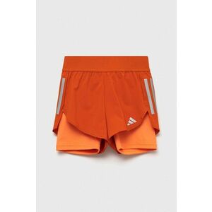 adidas pantaloni scurti copii G RUN 2in1 SHO culoarea portocaliu, cu imprimeu, talie reglabila imagine