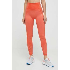 adidas Performance leggins de antrenament culoarea portocaliu, modelator imagine