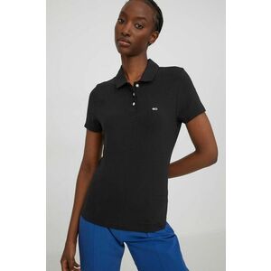 Tommy Jeans tricou polo femei, culoarea negru DW0DW17220 imagine