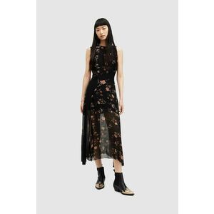 AllSaints rochie Jules Floral Tanana culoarea negru, midi, evazati imagine