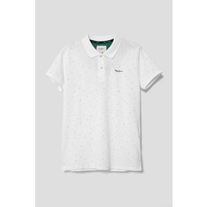 Pepe Jeans tricouri polo din bumbac pentru copii UMER culoarea alb, modelator imagine