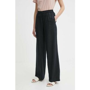 Sisley pantaloni din in culoarea negru, lat, high waist imagine