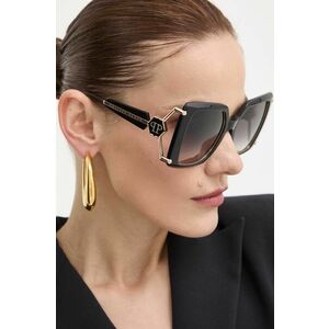 Philipp Plein ochelari de soare femei, culoarea negru, SPP121S_560700 imagine
