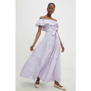 Answear Lab rochie din bumbac culoarea violet, midi, evazati imagine
