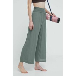 Roxy pantaloni de yoga Along the Beach culoarea verde, lat, high waist, ERJX603383 imagine