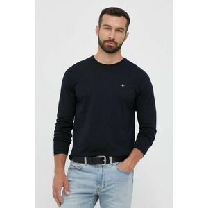 Gant longsleeve din bumbac culoarea negru, neted imagine